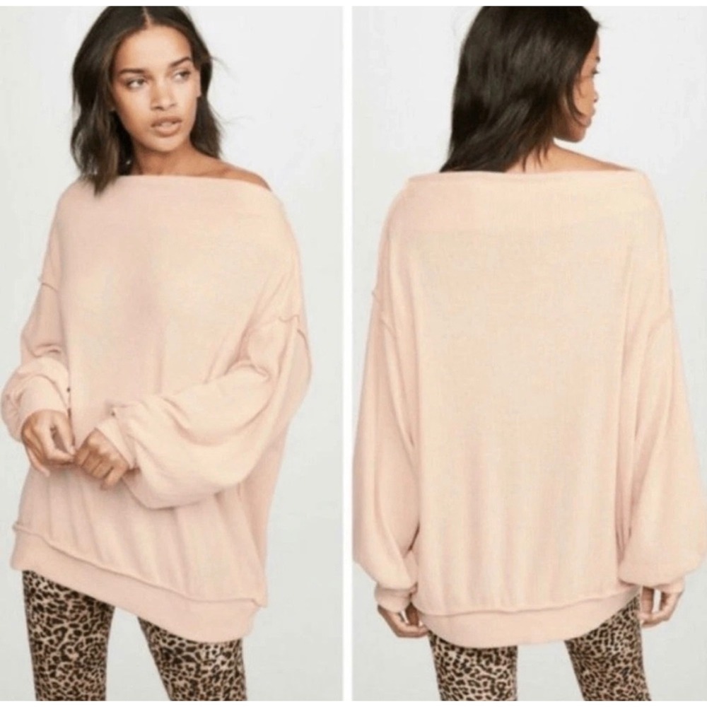 Free People Main Squeeze Brushed Hacci Top Nectar Pink XS OB1013578 New